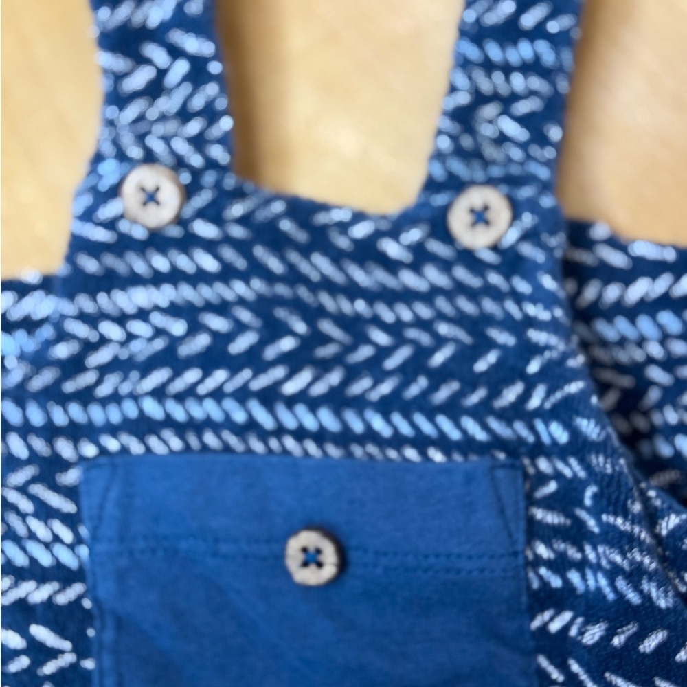 Oliver & Rain Navy Patterned Kids Overalls with Pocket  newborn - Picture 5 of 9